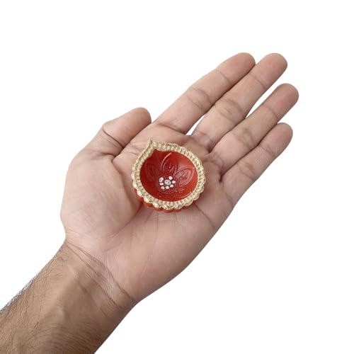 24-Piece Natural Terracotta Clay Diya Set with Shubh Labh Stickers