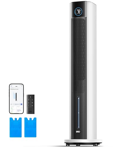 Evaporative Air Cooler 43 Inch Tower Fan with Humidifier and App Control