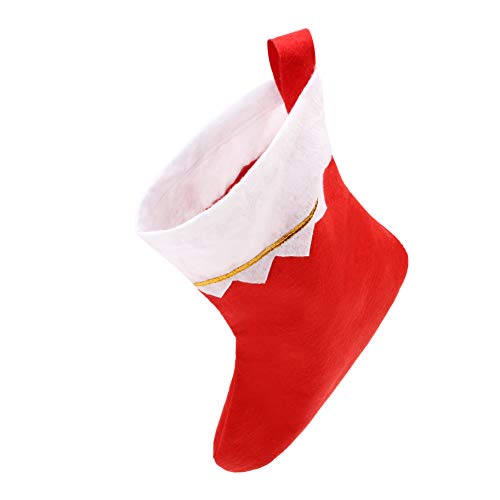 Red Felt Christmas Stockings with White Cuff & Gold Trim - 12-Pack