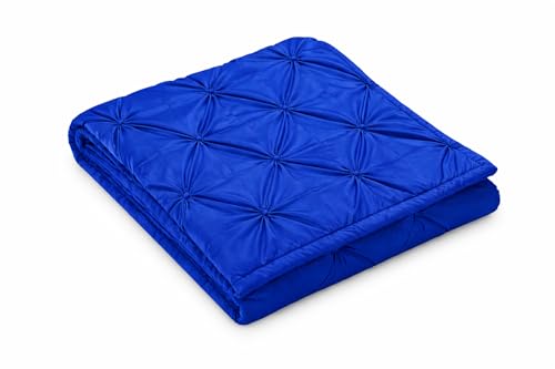 King Pinch Pleat Pure Cotton Bed Runner - Decorative Bed Scarf (Royal Blue)