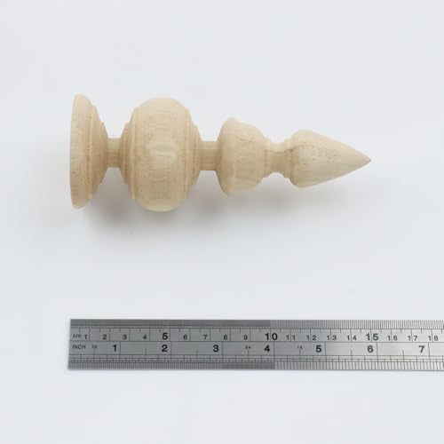 2Pcs Unfinished Solid Wood Decorative Finials 6.3-inch for DIY Home Decor