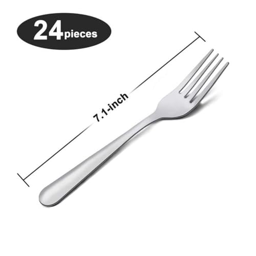 24-Piece Stainless Steel Dinner Forks Set, 7.1-Inch Mirror Polished Flatware