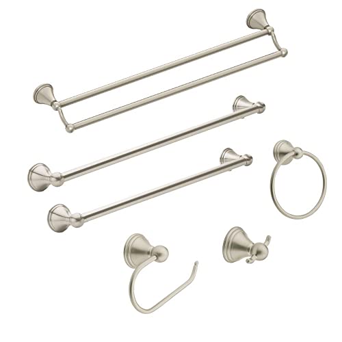 Moen Preston 24-Inch Wall-Mounted Bathroom Towel Bar - Brushed Nickel