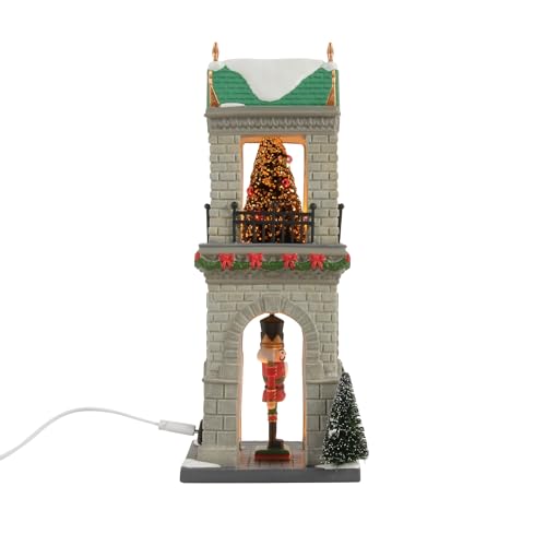 Light-Up Christmas Village Nutcracker Sentry Building, 10-Inch Porcelain Decor