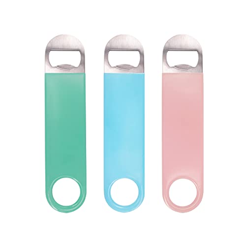 KTOJOY 3 Pack Heavy Duty Stainless Steel Flat Bottle Openers – 7-Inch Beer & Soda Opener Set