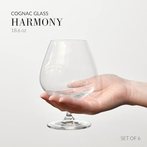 Krosno Cognac Glasses Set of 6, 18.6 oz, Elegant Lead-Free Crystal