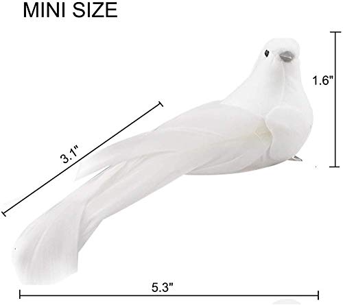 12 Pcs Artificial White Dove Ornaments with Clips for Christmas Trees
