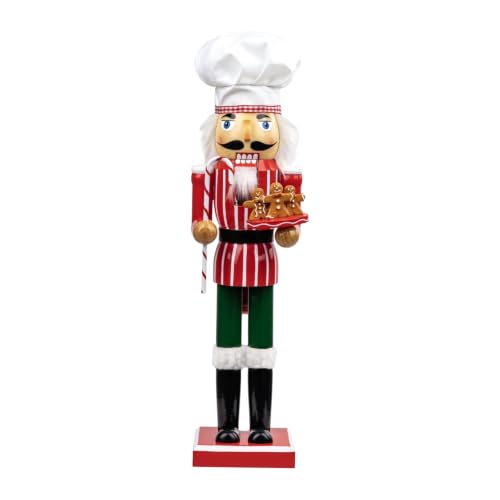 SunArtHome 15-inch Gingerbread Chef Nutcracker Decor for Christmas