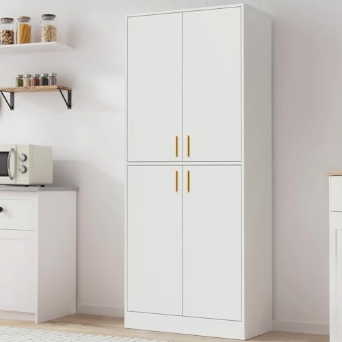 71-Inch Tall Kitchen Pantry Cabinet, 4-Door Freestanding Storage Cupboard