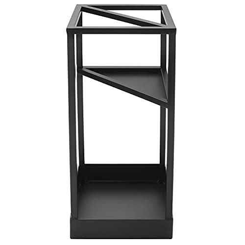 20-Inch Geometric Metal Umbrella Stand with Drip Tray and Folding Shelf