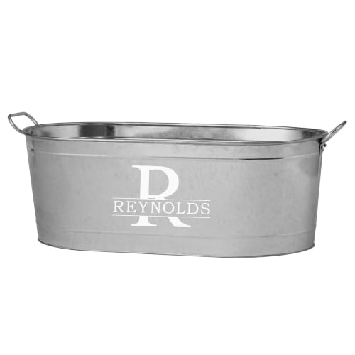Let's Make Memories Personalized Galvanized Beverage Tub - No Stand, Custom Name & Initial, 5.5 Gallons