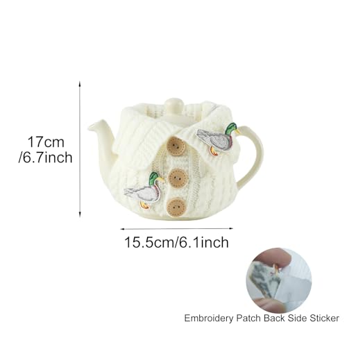 Insulated Tea Pot Cozy for 2-Cup Teapot - Acrylic Embroidery Patch Cover