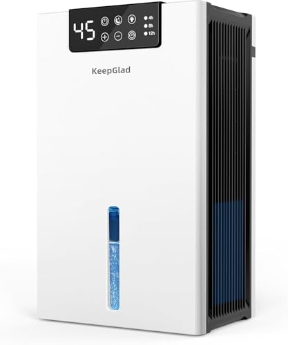 KeepGlad Dehumidifier with Humidity Display - White for Basement & Home