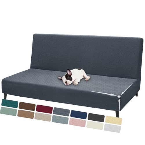 Stretch Fit Futon Cover 67"-82" Armless Sofa Slipcover - Dark Grey