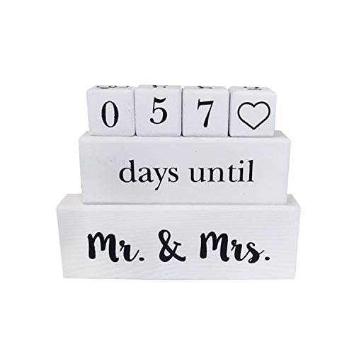 Solid Wood Wedding Countdown Calendar Blocks - 6-Piece Engagement Gift Set