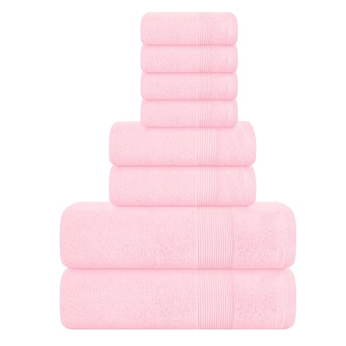8-Piece Cotton Towel Set - Ultra Soft Bath Towels, Hand Towels & Washcloths