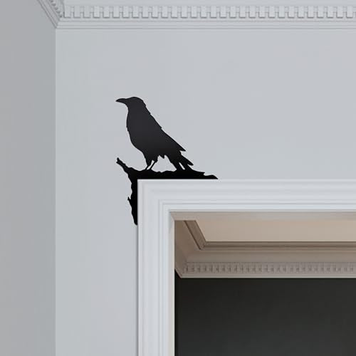 Raven Door Corner Statue, Gothic Norse Knotwork Metal Wall Decor