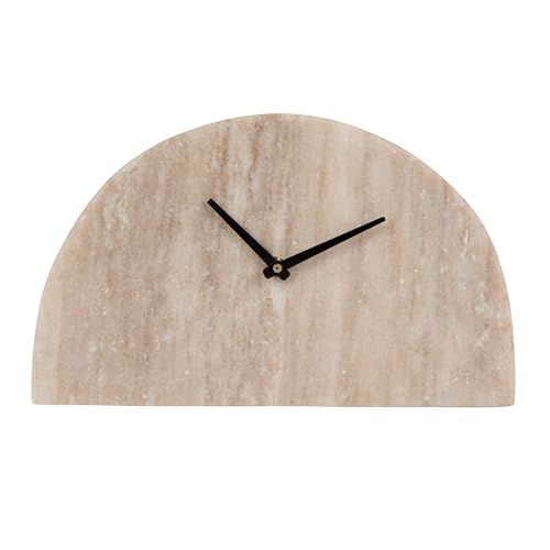 Half Moon Marble Mantel Clock - Beige Modern Table Clock 10-Inch