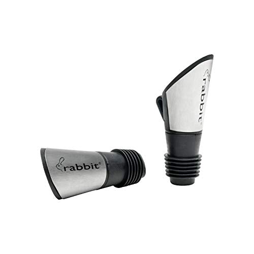 Rabbit Stainless Steel Wine Pourer Stoppers Set of 2 - Fits All Bottle Sizes