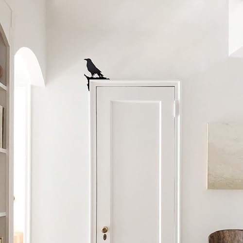 Raven Door Corner Statue, Gothic Norse Knotwork Metal Wall Decor