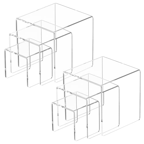 Clear Acrylic Display Risers - 6-Piece Set for Figures and Desserts