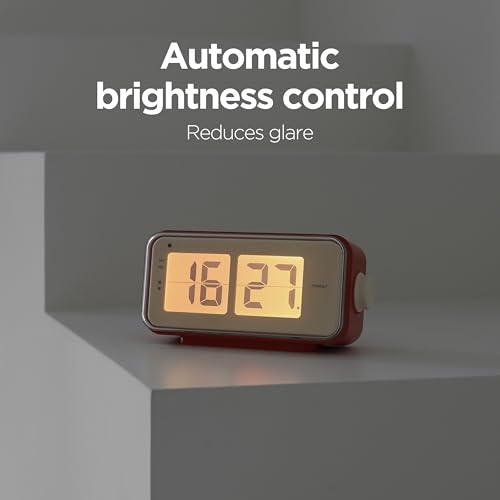 Retro Flip Clock with Alarm, Temperature, and Date Display (Red)
