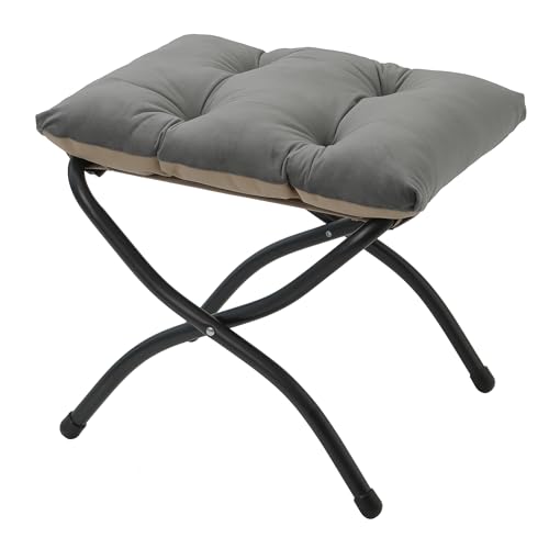 15-Inch Folding Ottoman Footrest Stool, Collapsible Padded Foot Stool