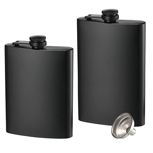 KABUDA 2 Pack Stainless Steel Hip Flasks 8 Oz & 12 Oz Leakproof Set