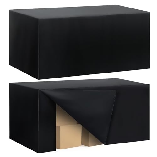 2-Pack Fitted Polyester Tablecloth for 6-Foot Rectangle Tables, Black
