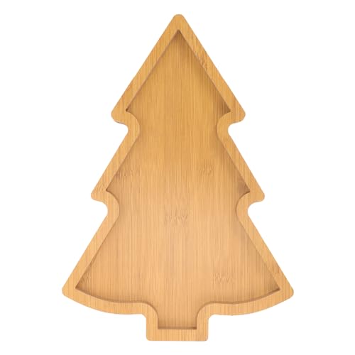 Christmas Tree Wooden Serving Tray - Holiday Appetizer & Dessert Platter