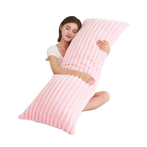 Full Body Pillow with Fluffy Faux Fur Cover, 20x54 Inches