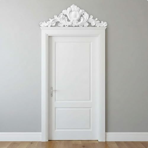 Large French Country Door Pediment Molding, 47-Inch Floral Wall Decor