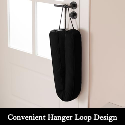 Weighted Door Draft Stopper 38-Inch - Removable Washable Cover, Black