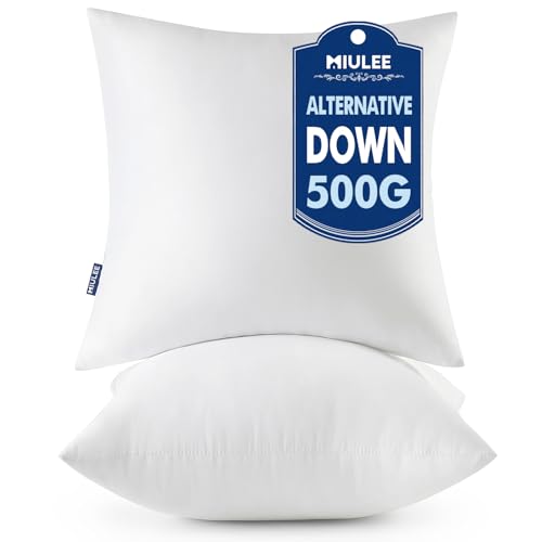 MIULEE 18x18 Throw Pillow Inserts 2 Pack, Fluffy Couch Pillow Forms