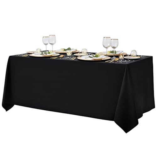90x132 Inch Rectangle Tablecloth, Wrinkle-Resistant Polyester Table Cover