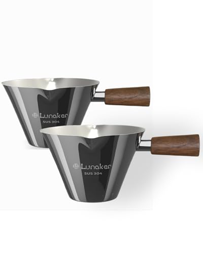 Lunaker 2 Pcs 4.1oz Bright Silver Metal Espresso Shot Cups with Wooden Handles