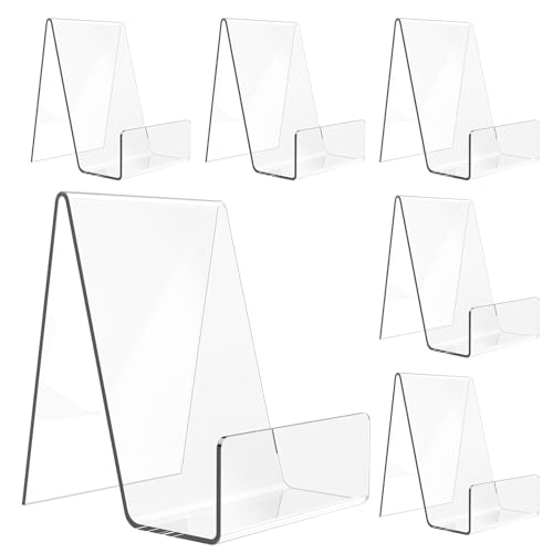Clear Acrylic Book Stand & Display Holder Set - 6 Pack Multi-Use Easels