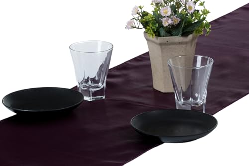 12-Pack Plum Satin Table Runners 108 Inch Wedding Party Decor