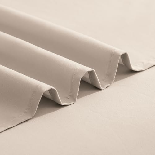 Elegant Comfort King Bed Sheet Set - 4-Piece Embroidered Microfiber, Cream