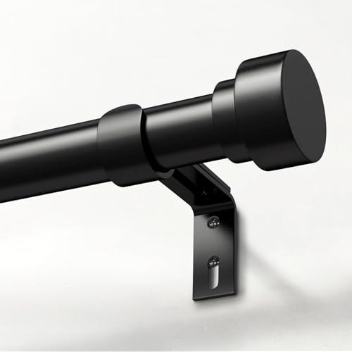 Heavy Duty Black Curtain Rod - 1 Inch Adjustable Drapery Rod (30-120")