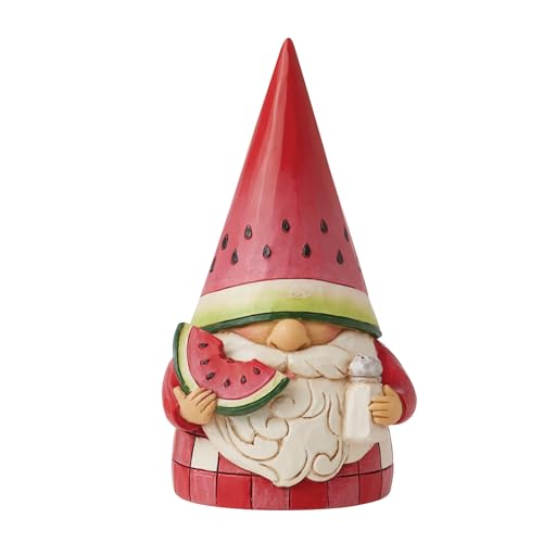 Enesco Jim Shore Heartwood Creek You're One in a Melon Watermelon Gnome Figurine- Stone Resin Hand Painted Crafted Collectible Decorative Gnomes Figurines Home Decor Statue, 4.5 Inch