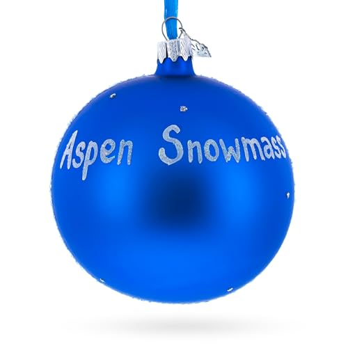 BestPysanky Hand-Painted Glass Christmas Ornament - Aspen Snowmass Colorado, 4 Inches