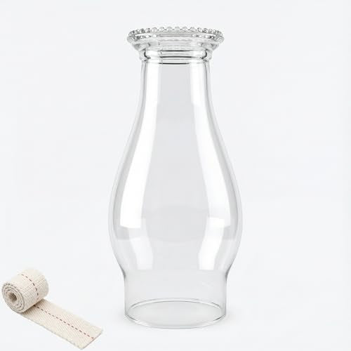 Clear Glass Oil Lamp Chimney Replacement - 3 Inch Base Hurricane Shade