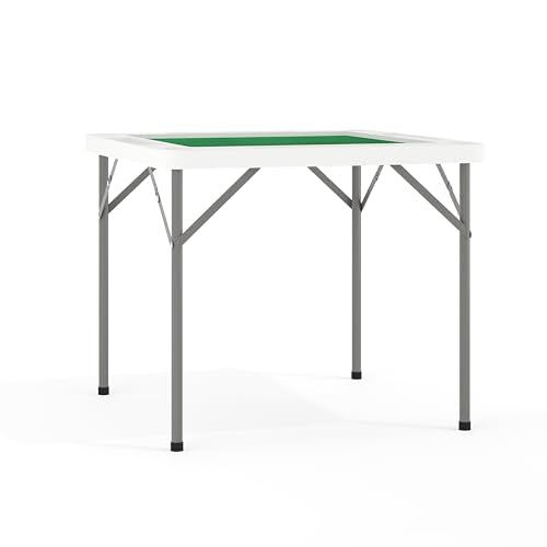 34.5" Folding Card Game Table with Felt Top and Cup Holders