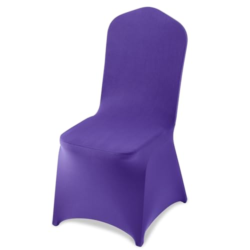 Stretch Polyester Spandex Chair Covers for Wedding & Dining - 50PCS (Purple)