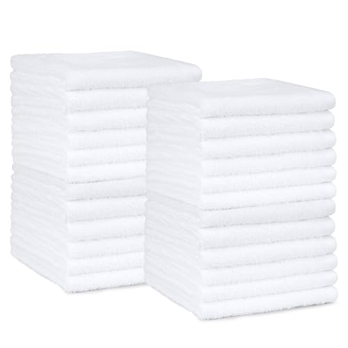 Amazon Basics Fast Drying Cotton Washcloths 12x12 White 24-Pack
