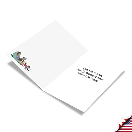 NobleWorks Christmas Card Pack - Sneaking Into Homes Holiday Humor (12 Pack)