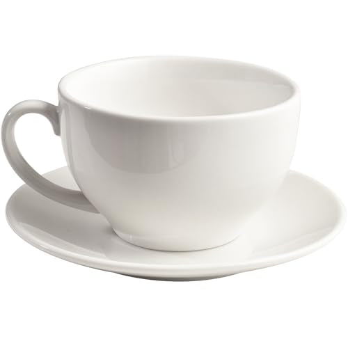 ionEgg White Porcelain Coffee Cup & Saucer Set 220ml for Cappuccino & Latte - Elegant Design