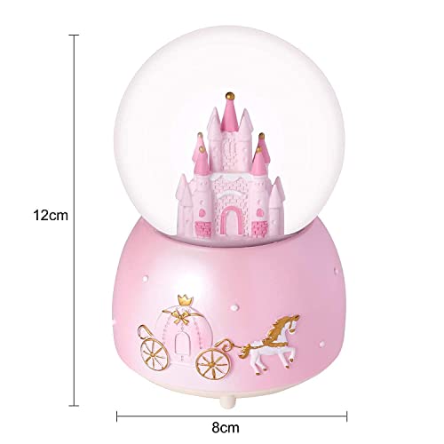 Musical Castle Snow Globe with Rotating Glitter and Color Changing LED Lights