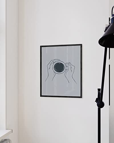 Minimalist Coffee Line Drawing Wall Art Print, 12" x 16" Unframed
